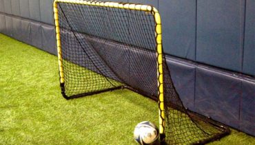 Model #IA46. 4' x 6' indoor interactive soccer goal.