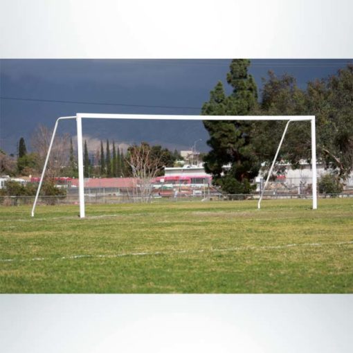 Model #P824AC. Semi-permanent 8' x 24' regulation soccer goal American style. No net.