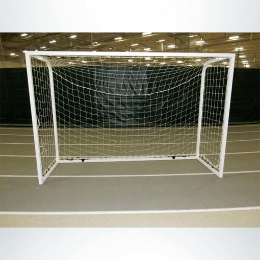 Model #SGEFUTSAL. Futsal goal powder coated white with cable net attachment.