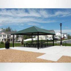 Model #RCPASSQ20-06. 20'x20' all steel square hip park shelter.