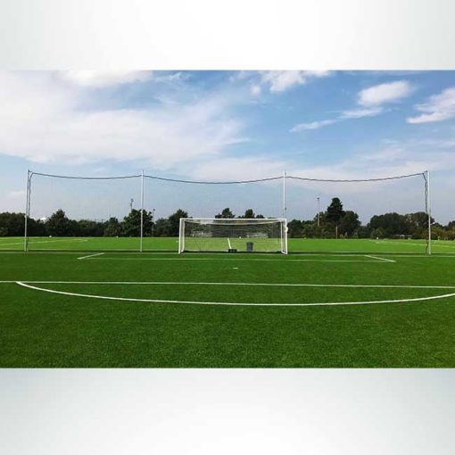Model #KGBACKAL43P42090. 20' x 90' premium backstop nets for soccer field.
