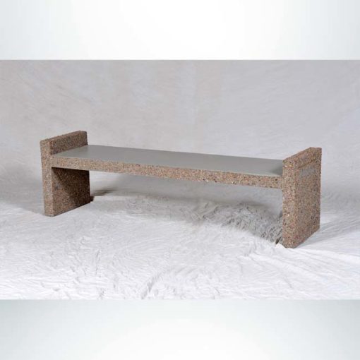 Model #PRHB72. Concrete 72 inch outdoor bench in dove gray perma stone for city streets, businesses and parks.