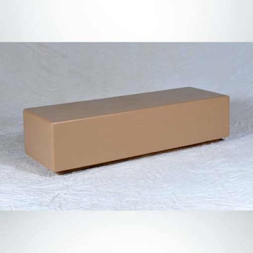 Model #PRSB72. Outdoor concrete bench in sand tan smooth for city streets, businesses and parks.