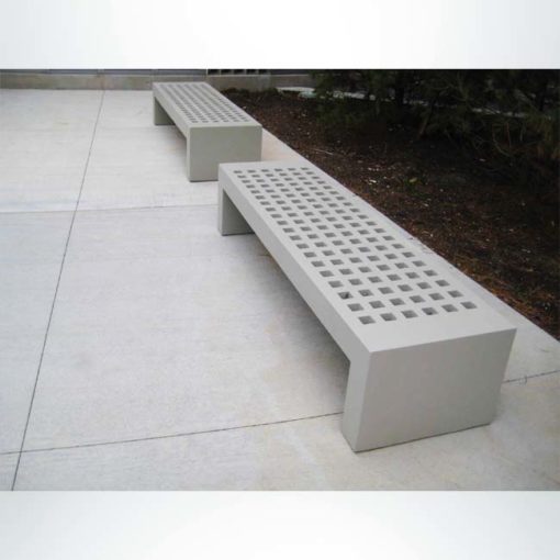 Model #PRTOCCATA. Outdoor toccata concrete bench for city streets, businesses and parks.