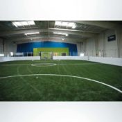 Custom M-Series soccer goal for indoor soccer field with Pro Wall.