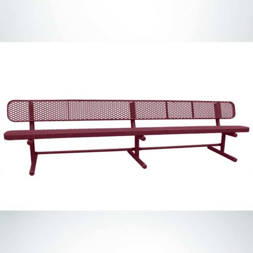 Model #PPS934601O00. Champion park bench with backrest. 10 foot, burgundy, expanded metal, free standing.