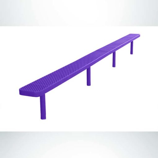 Model #PPS935702OPPC. Champion park bench without backrest. 10 foot, purple, expanded metal, direct bury.