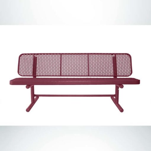 Model #PPS936301O00D. Champion Supreme park bench with backrest. 6 foot, burgundy, expanded metal, free standing.