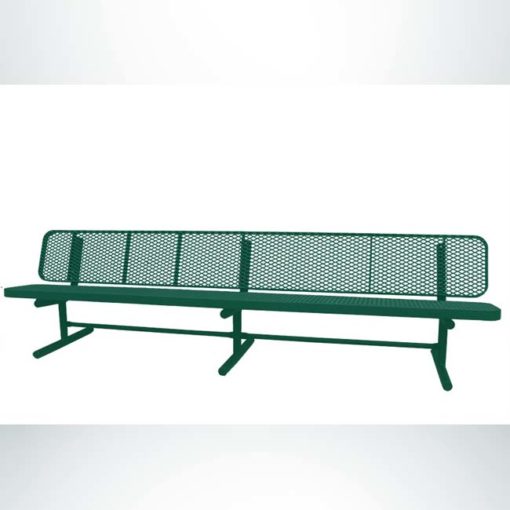 Model #PPS936601O33. Champion Supreme park bench with backrest. 10 foot, hunter green, expanded metal, free standing.