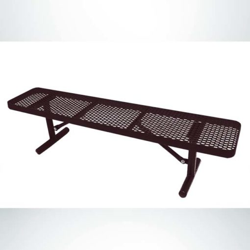 Model #PPS937301O88D. Champion Supreme park bench without backrest. 6 foot, brown, expanded metal, free standing.