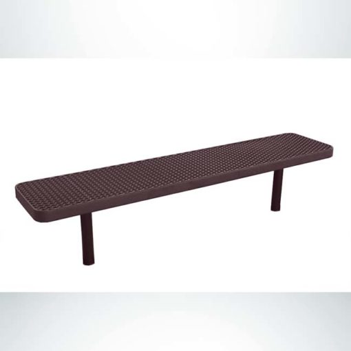 Model #PPS937302O88D. Champion Supreme park bench. 8 foot, brown, perforated steel, direct bury.