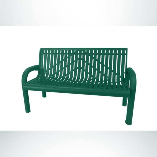 Model #PPS9711O2O33C. Grand Contour park bench. 4 foot, hunter green, laser cut, free standing.