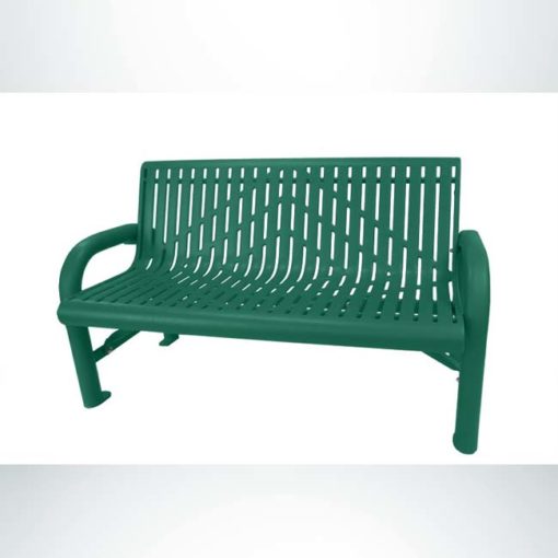 Model #PPS9711O3O33C. Grand Contour park bench. 4 foot, hunter green, laser cut, surface mount.