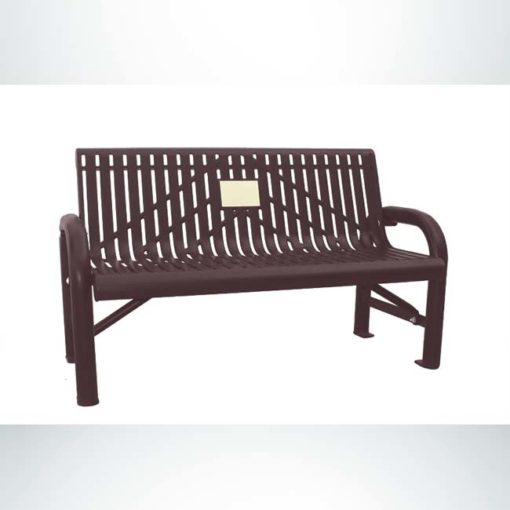 Model #PPS9711M3O88C. Grand Contour memorial bench. 4 foot, brown, laser cut, surface mount.