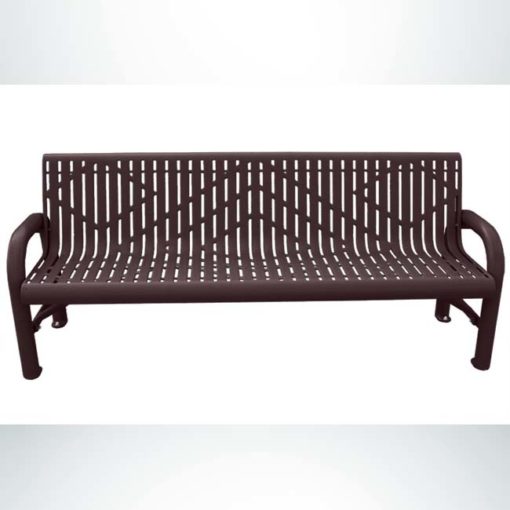 Model #PPS971303O88C. Grand Contour park bench. 6 foot, brown, laser cut, surface mount.