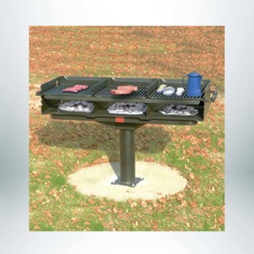 Model #PILRQ32460. Large group multi-level grate grill. 1220 square inches of cooking area. Grill firebox measures 24" x 60" x 10" high sides.