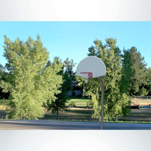 Model #KG490. Gooseneck basketball pole with 90 degree bend.