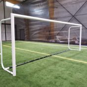 Model # MAL6618641. Custom movable aluminum soccer goal with custom backdepth and cable clip net attachment without net.