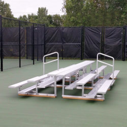 Model #B3RPYRAMID19A. 19' 3 row bleachers back to back. Ideal for tennis courts.