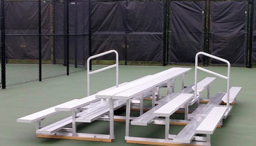 Model #B3RPYRAMID19A. 19' 3 row bleachers back to back. Ideal for tennis courts.