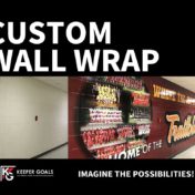 Custom wall wrap shown before and after installation.