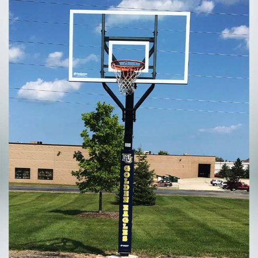 Model #ALLAMERINGL. Goalsetter All American basketball hoop. Marquette Golden Eagles pole pad.