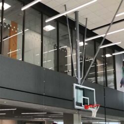 Ceiling mount basketball hoop.