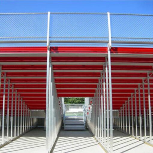Rear view of elevated bleachers.