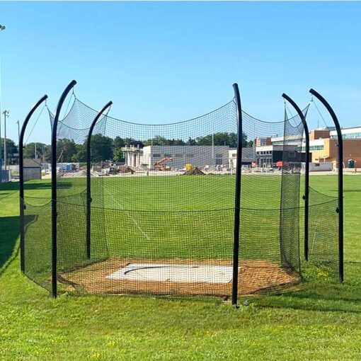 Model #KGDCHS146ST. Deluxe high school discus cage with steel posts.