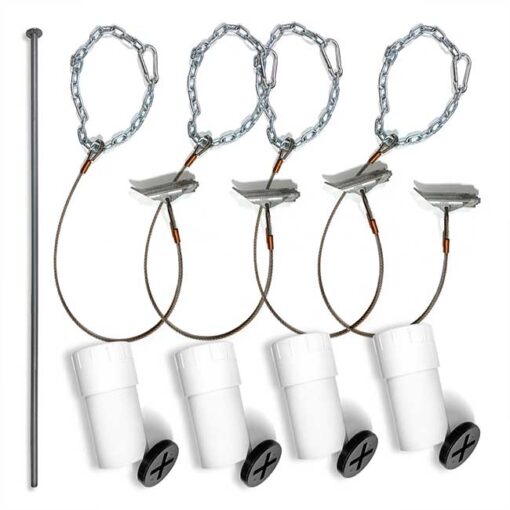 Deluxe Duckbill Anchor kit for movable team shelter. Includes 4 duckbill anchors with 3000 lb. rating, 4 plastic ground inserts, and 1 manual steel driver. For one movable team shelter.