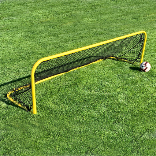 Model #WDM926. Keeper Goals Widemouth Soccer Goal. Yellow. 9' wide x 2'6" soccer goal.