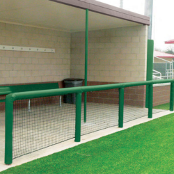 #BCRAILPADKITGREEN. Green dugout rail pad kit for baseball or softball dugout.