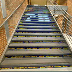 school branding stair riser graphics