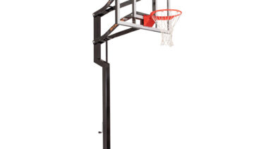 Goalsetter Contender 54 inch in-ground basketball hoop angled view