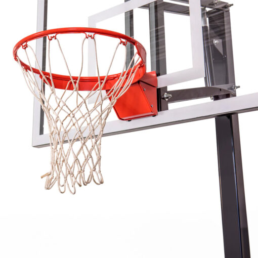 Goalsetter Elite Plus 54 inch basketball hoop close up view of the rim and net