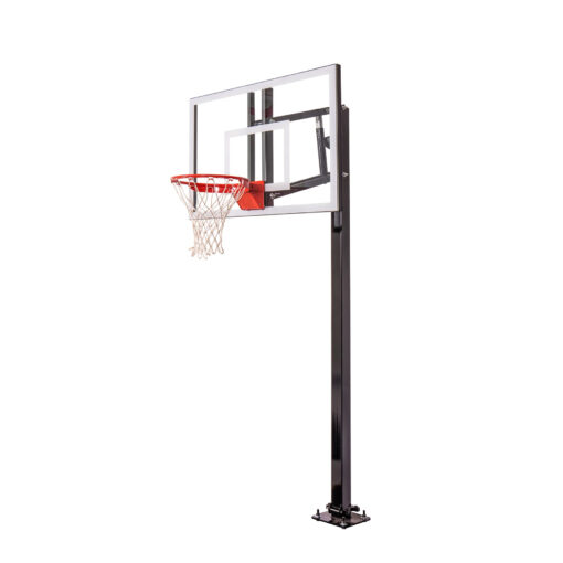 Goalsetter Elite Plus 54 inch basketball hoop angled view from the left side