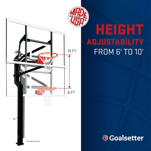 Goalsetter vertical height adjustability 6 to 10