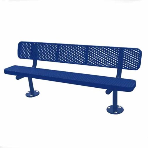 Blue metal 6 foot long mememorial park bench. Freestanding.