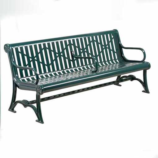 Traditional memorial park bench with cut steel plate