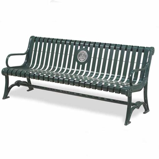 Traditional memorial park bench with steel strap 2