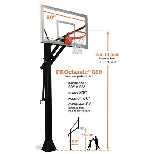 PROclassic 672 basketball hoop specs image.