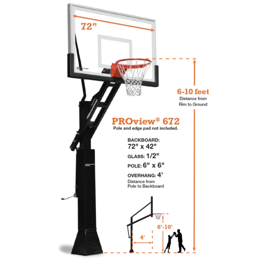 PROview 672 basketball hoop specs image.